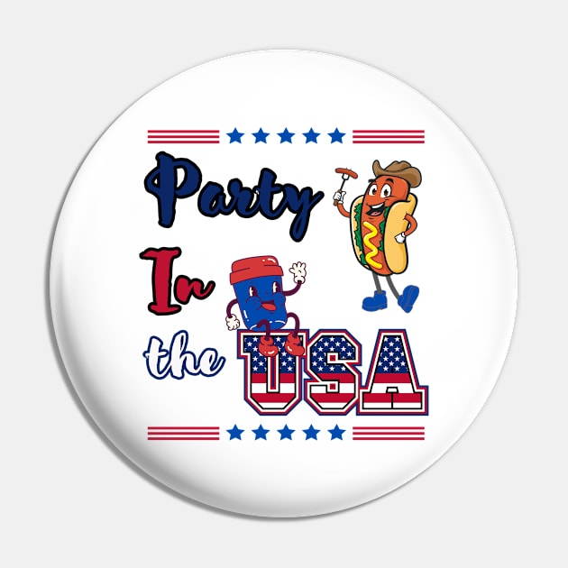 Party In The USA Hot Dog and coffee Pin by bymetrend