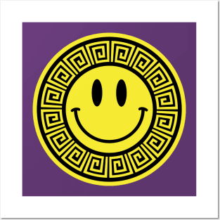 Smiley Flower Face on Pastel Warped Checkerboard Poster by Cocoon Design