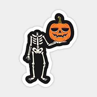 Pumpkin Skeleton Halloween Magnet