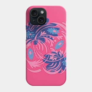 Folk floral print . Abstract flowers art , poster. Phone Case