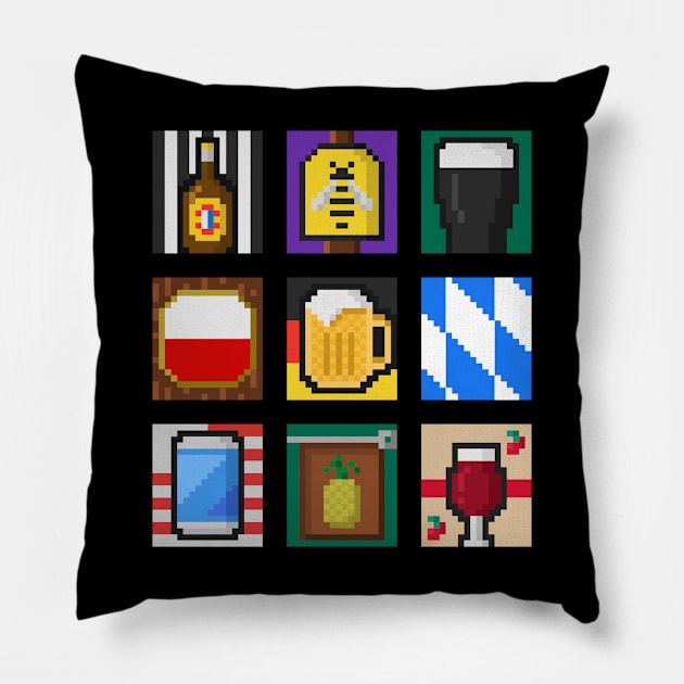 Pixel Beer Pillow by CalumArt