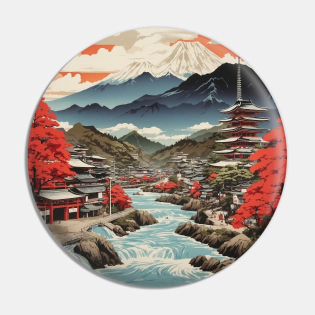 Shiga Japan Travel Vintage Tourism Poster Pin by TravelersGems