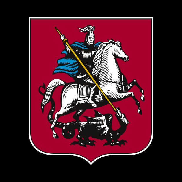 Mosow Coat of Arms Flag- Saint George Lancing a Zilant by IceTees