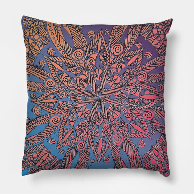 Colorful Circle Mandala Pillow by ZeichenbloQ