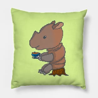 Rhino drinking a cup of tea Pillow