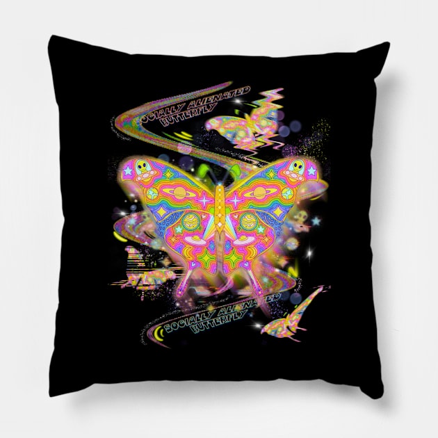 Socially alienated butterfly Pillow by Deardarling