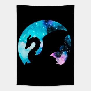 Spiny Galaxy Dragon Silhouette Tapestry