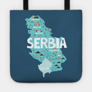 Serbia Illustrated Map Tote