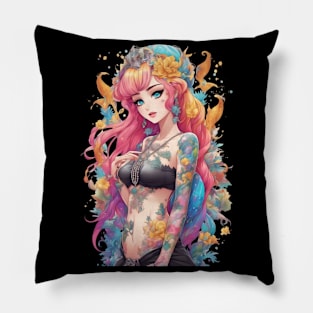 Ink Stains and Tears Emo Goth Anime Girl Pillow