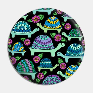 Tortoises Black Palette Pin