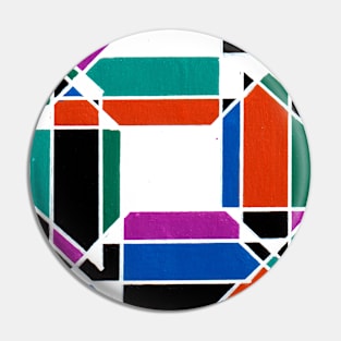 Purple Green Orange Blue Geometric Abstract Acrylic Painting Pin