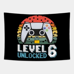 Level 6 Unlocked Vintage Retro Gaming Tapestry