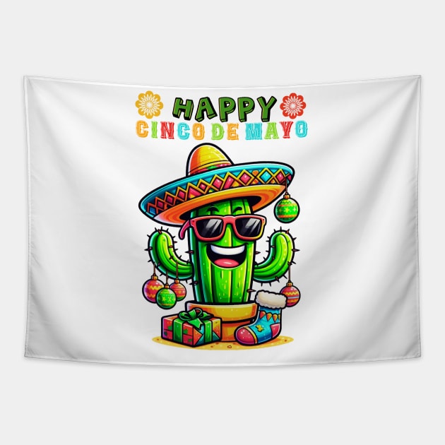 Happy Cinco De Mayo Viva Mexico Funny Cactus Tapestry by lostology