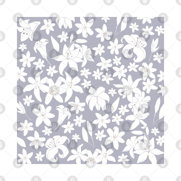 Lily Flower Pattern in Ash by artvoria