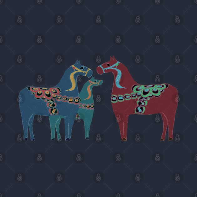 Scandinavian Dala Horse Family by Ginny Luttrell