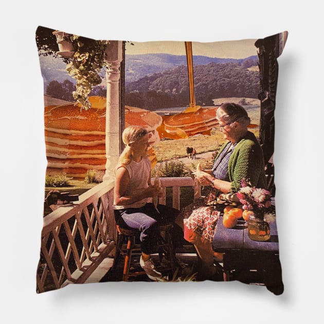 Sunday Morning Pancakes Pillow by collagebymarianne (Marianne Strickler)