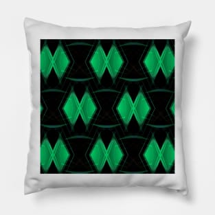 green diamond shape repeating on black background Pillow