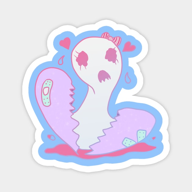 Broken Heart Ghost - Menhera , Yamikawaii , Pastel Goth Magnet by nhitori