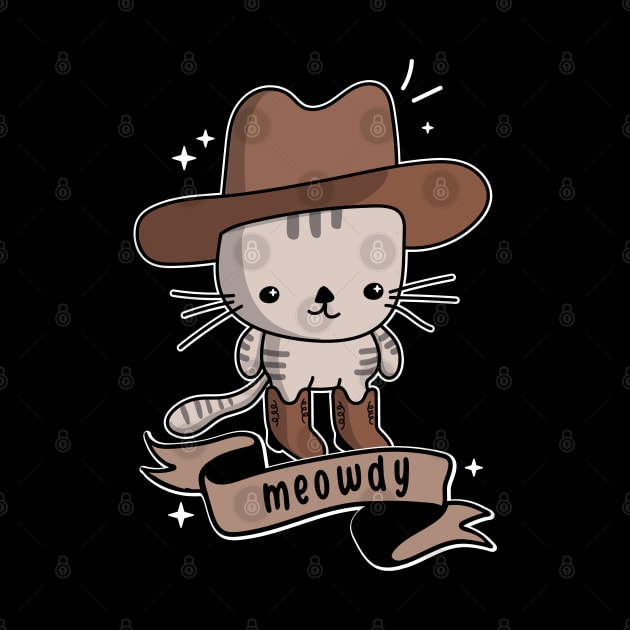 Meowdy Kawaii Cat with Southern Cowboy Hat and Cowboy Boots by YourGoods