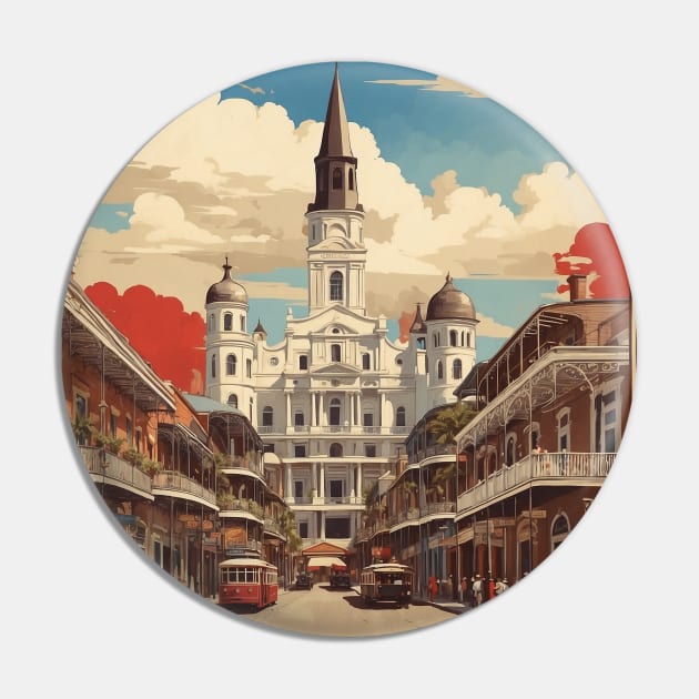 New Orleans Louisiana United States of America Tourism Vintage Poster Pin by TravelersGems