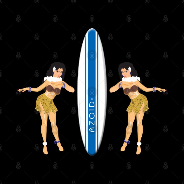 Hula Girls with Surfboard blk by PauHanaDesign