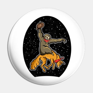 Sloth riding a Fox Pin