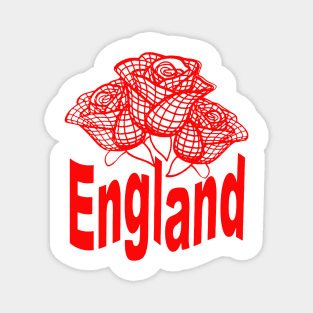 England Text With Stylized English Red Roses Magnet