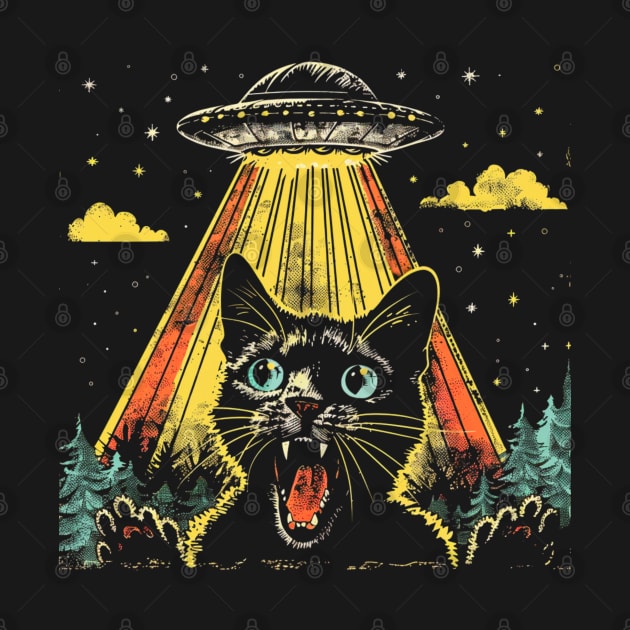 Shocked Cat and UFO Invasion by OscarVanHendrix