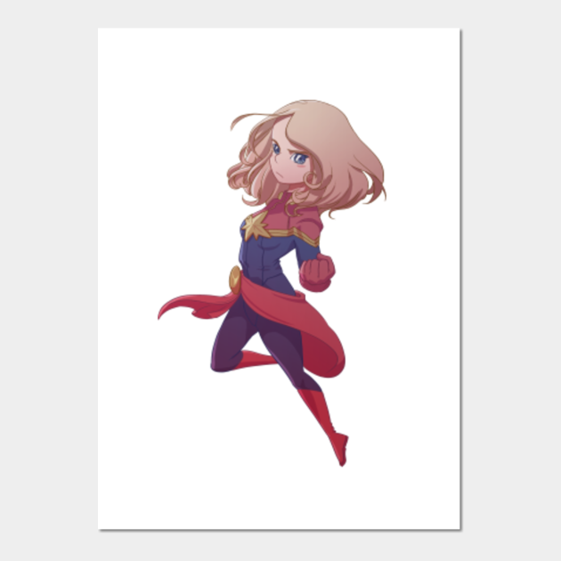 Captain Marvel Kawaii Kawaii Posters And Art Prints Teepublic Cute designs of your favorite marvel comics characters are featured on these pins! captain marvel kawaii
