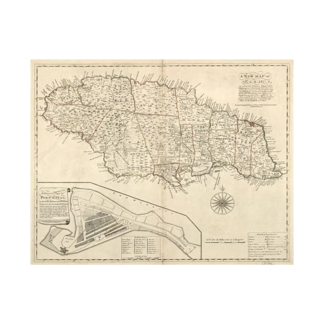 Vintage Map of Jamaica (1771) 2 by Bravuramedia