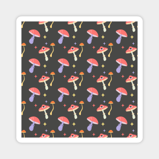 Seamless Groovy Pattern Mushrooms Magnet