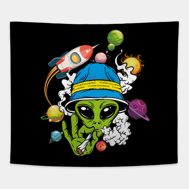 Alien Smoking Weed Alien Smoking Weed Tapestry Teepublic