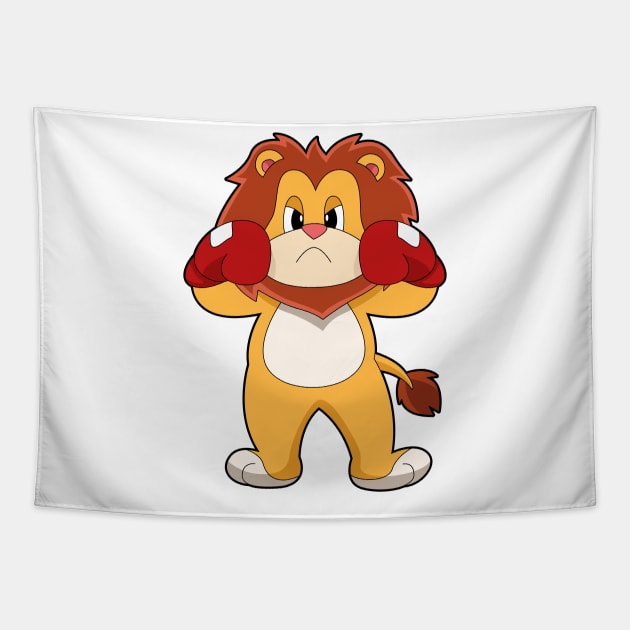 Lion Boxer Boxing gloves Tapestry by Markus Schnabel