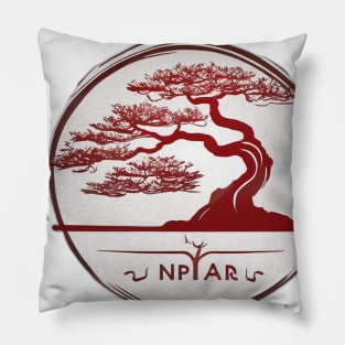 Majestic Red Bonsai Tree Emblem Design No. 568 Pillow