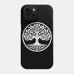 Yoga Tree of Life White on Black Phone Case