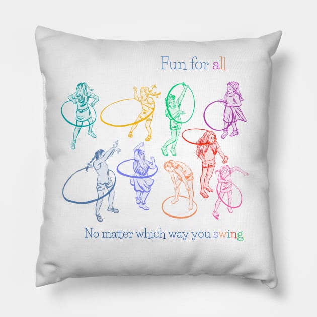 Rainbow Pride Hula Hoopers Pillow by esther.sketch 