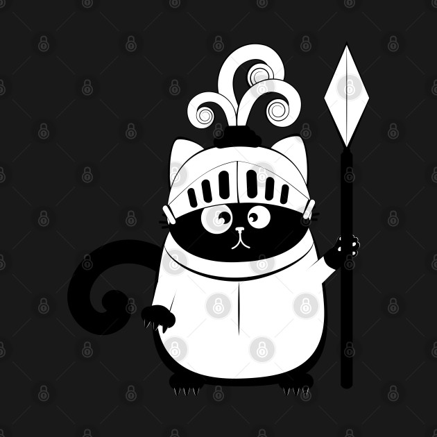 Disover Cat knight in armor - Black Cat - T-Shirt