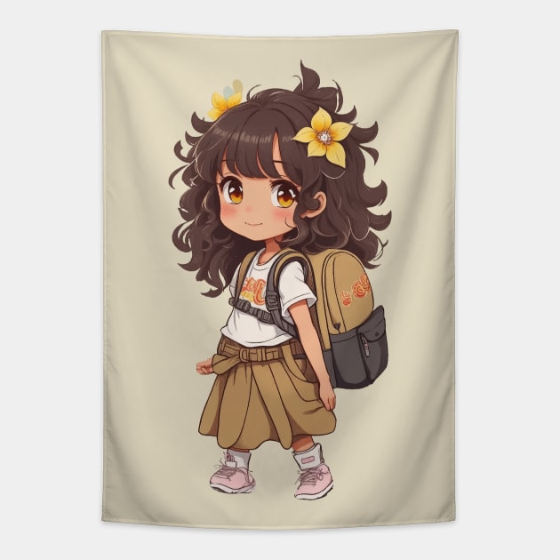 Back to school. Little Schoolgirl. Tapestry by CatCoconut-Art