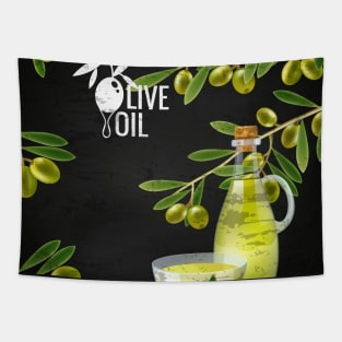 Olives oil blackboard Tapestry