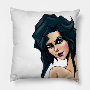 Pretty Dark Hair Girl Pillow