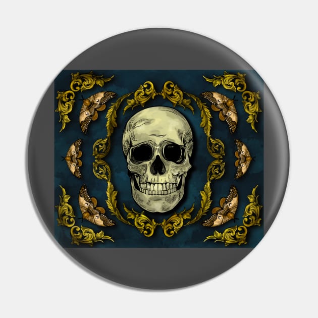 Filigree skull Full color Pin by Danii_L