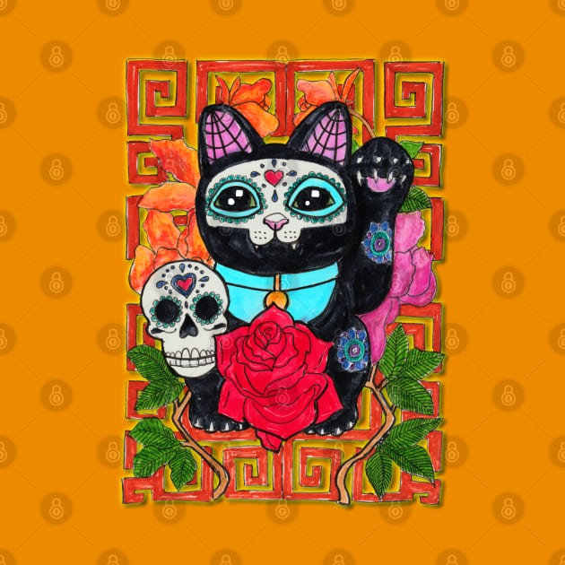 Day of the Dead lucky cat by JenStedman73