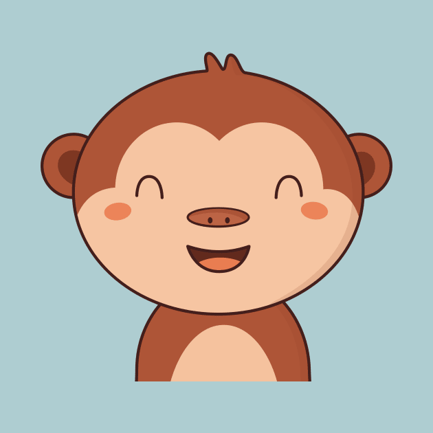 Kawaii Cute Brown Monkey by wordsberry