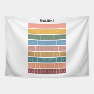 Math Fraction Bars Educational Art in Muted Boho Rainbow Colors for Kids Tapestry