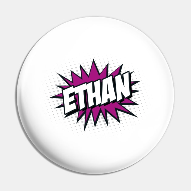 'Ethan' Cartoon or Comic Book Style Kapow / Wow Design Pin by LTFRstudio