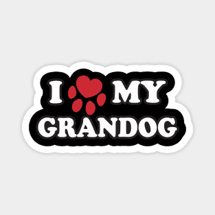 I Love My Grandog Red Paw For Old Dogs Magnet