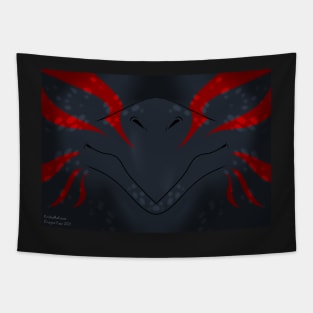 Black with Red Stripes Dragon Mask Tapestry