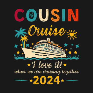 Funny Cousin Cruise 2024 Retro Family Matching Reunion Trip T-Shirt