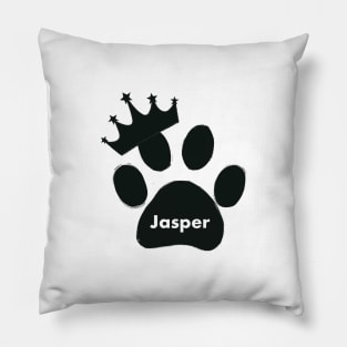 Jasper cat name made of hand drawn paw prints Pillow