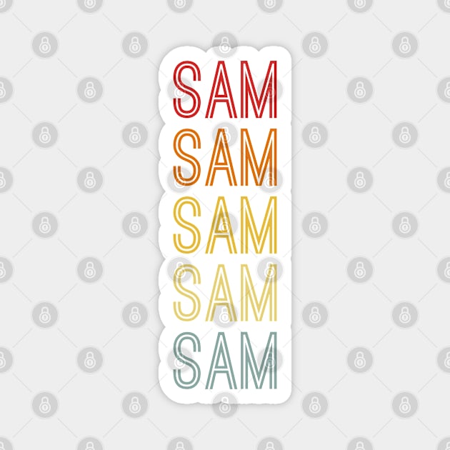 Sam Name Vintage Retro Pattern Magnet by CoolDesignsDz